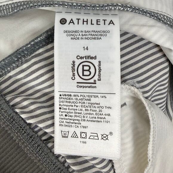 Athleta Brooklyn Mid-Rise Ankle Pant Grey White Stripe Size 14 - Picture 5 of 5